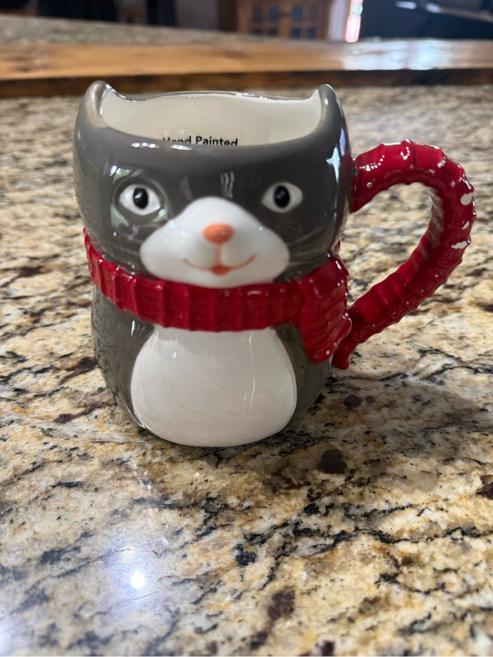 Cat-Shaped Ceramic Mug with Red Scarf - Pets Cat